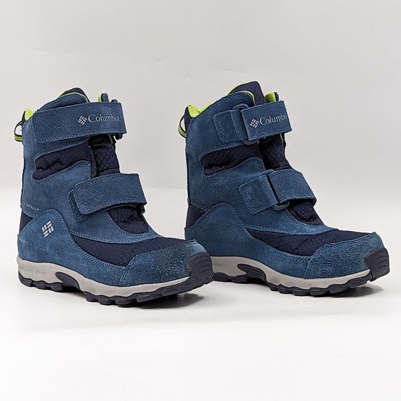 Columbia Kids Parker Peak Blue Waterproof Suede Tech Lite Boots Size 4 - Picture 1 of 12